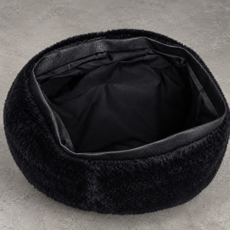 کلاه برت Beret و هنری مخملی با لبه چرم مصنوعی